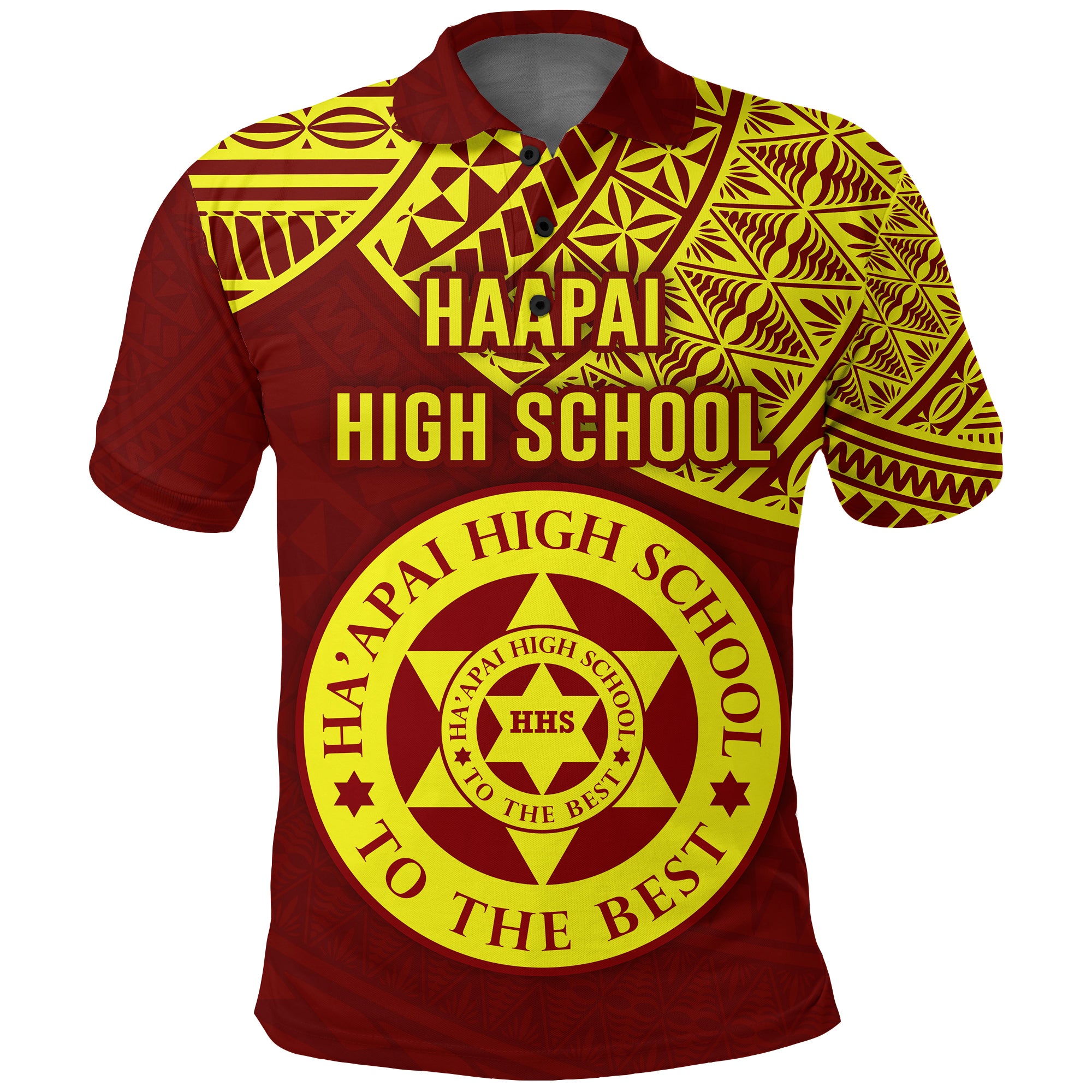 Custom Haapai High School Polo Shirt Maroon and Gold LT4 Unisex Maroon - Polynesian Pride