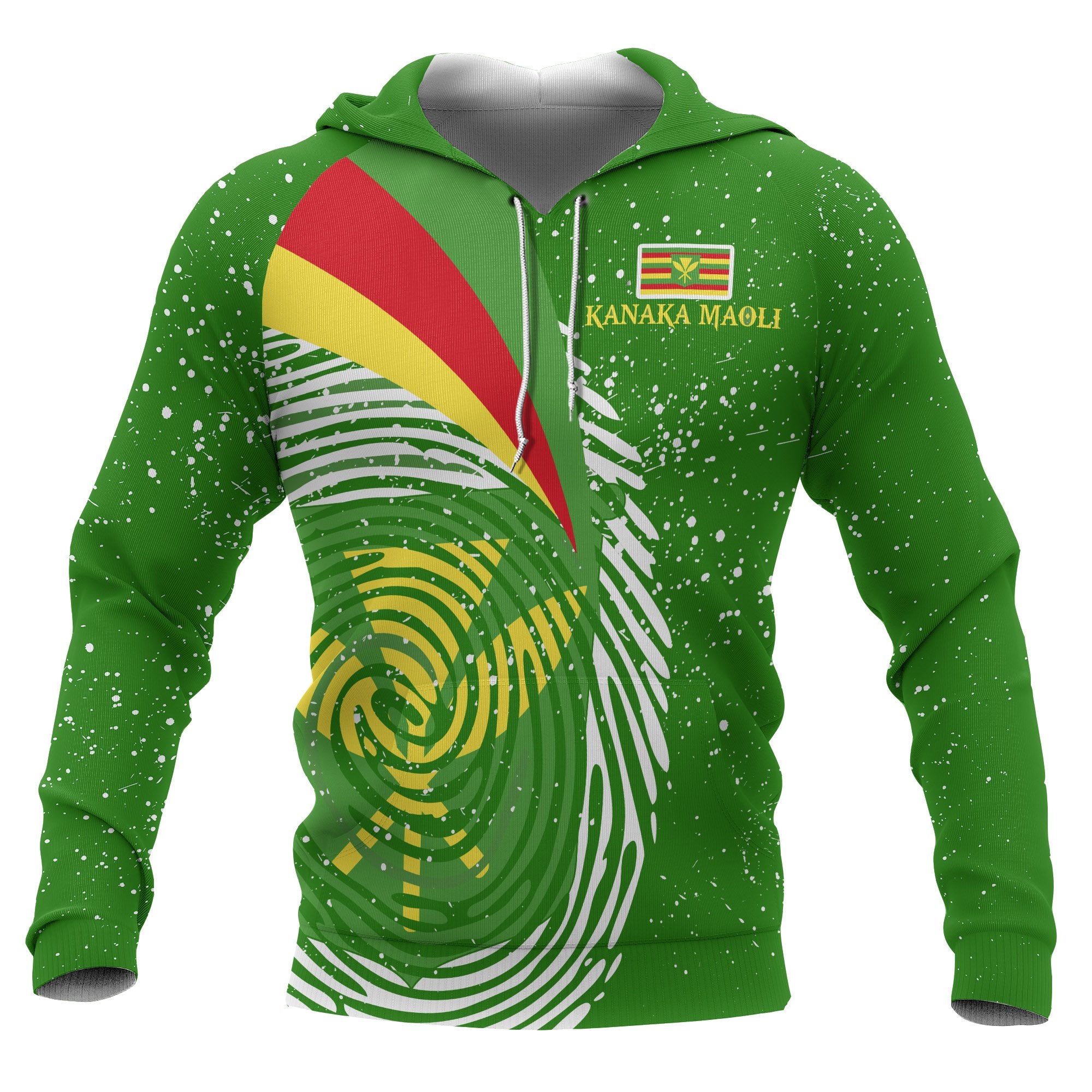 Hawaiian Hoodie Hawaii Kanaka Maoli Flag Green Unisex Green - Polynesian Pride