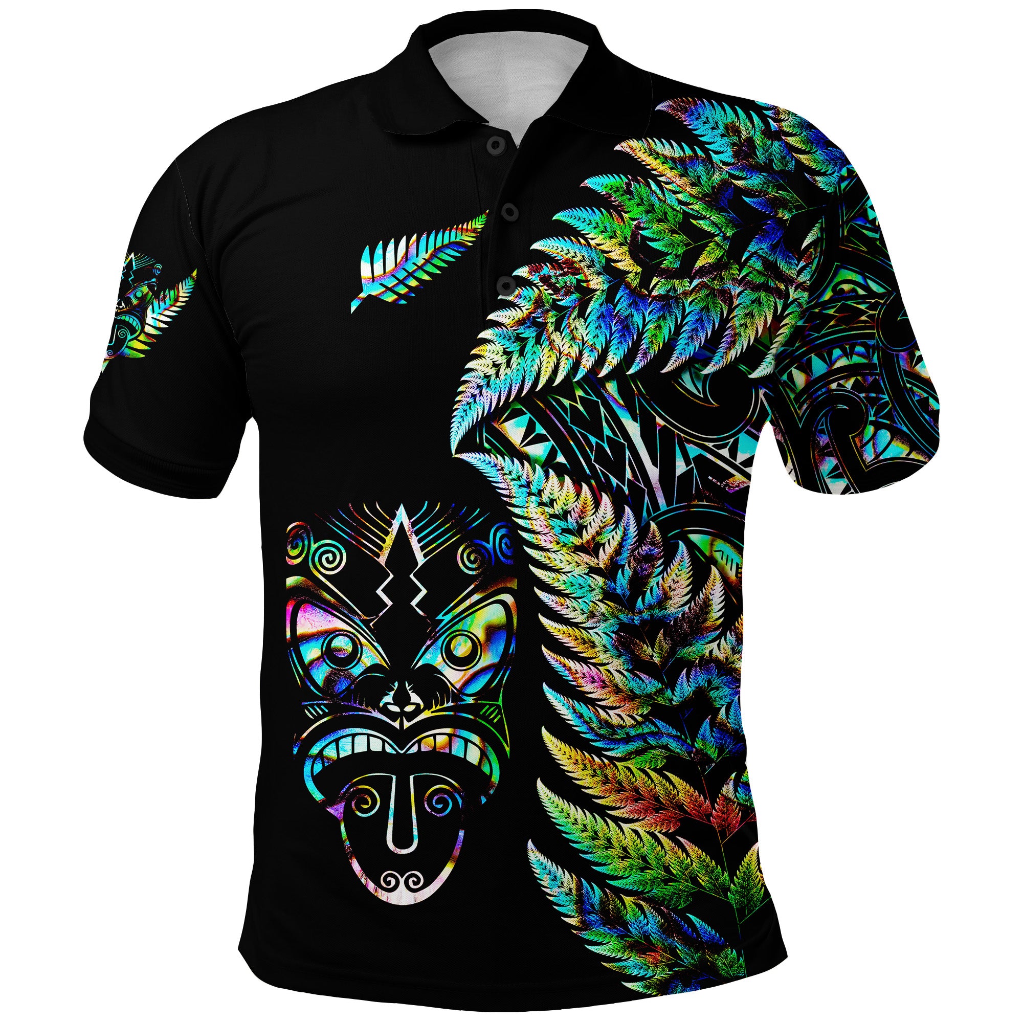 Custom New Zealand Haka Rugby Maori Polo Shirt Silver Fern Vibes Paua Shell LT8 - Polynesian Pride