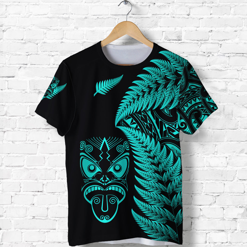 New Zealand Haka Rugby Maori T Shirt Silver Fern Vibes Turquoise LT8 - Polynesian Pride