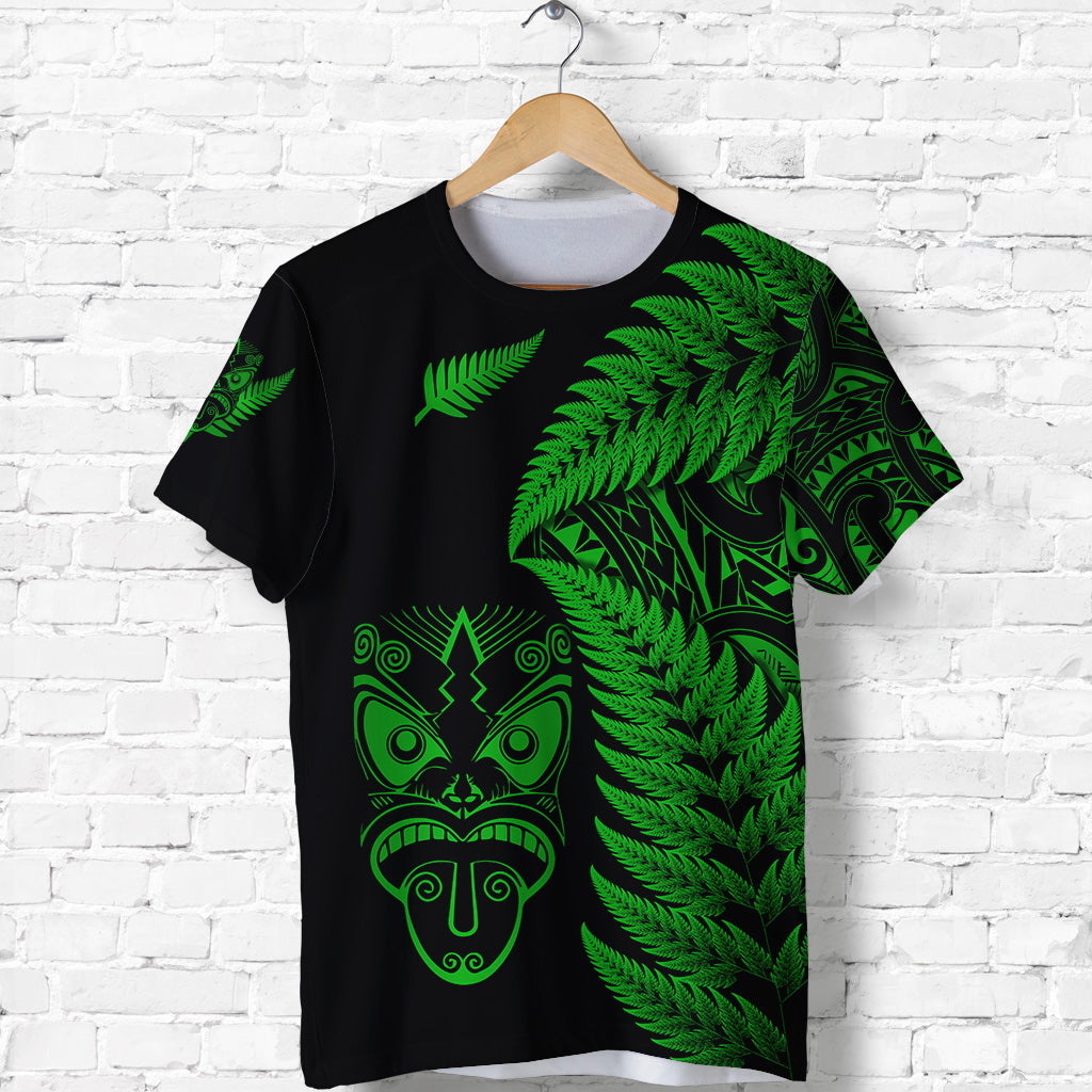 New Zealand Haka Rugby Maori T Shirt Silver Fern Vibes Green LT8 - Polynesian Pride