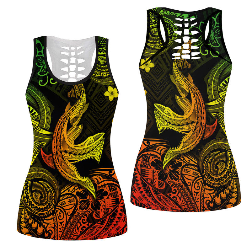 Hawaii Angry Shark Polynesian Hollow Tank Top Unique Style - Reggae LT8 Female Reggae - Polynesian Pride