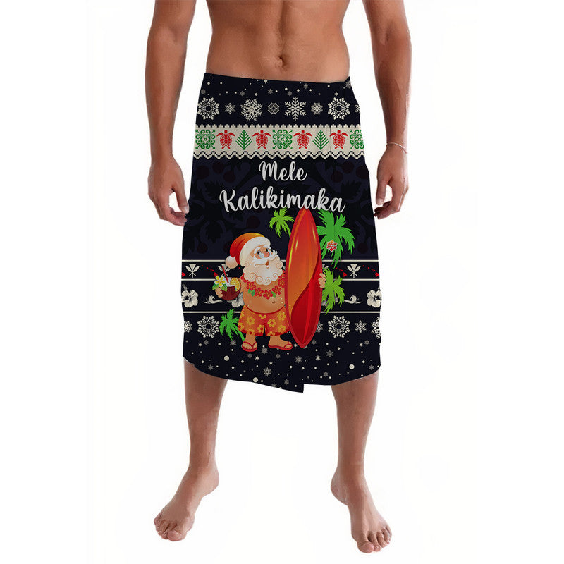 Hawaii Christmas Lavalava Santa Claus Surfing Simple Style Navy LT8 Navy - Polynesian Pride