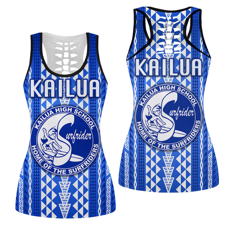 Hawaii Kailua High School Hollow Tank Top Surfriders Simple Style LT8 Female Blue - Polynesian Pride