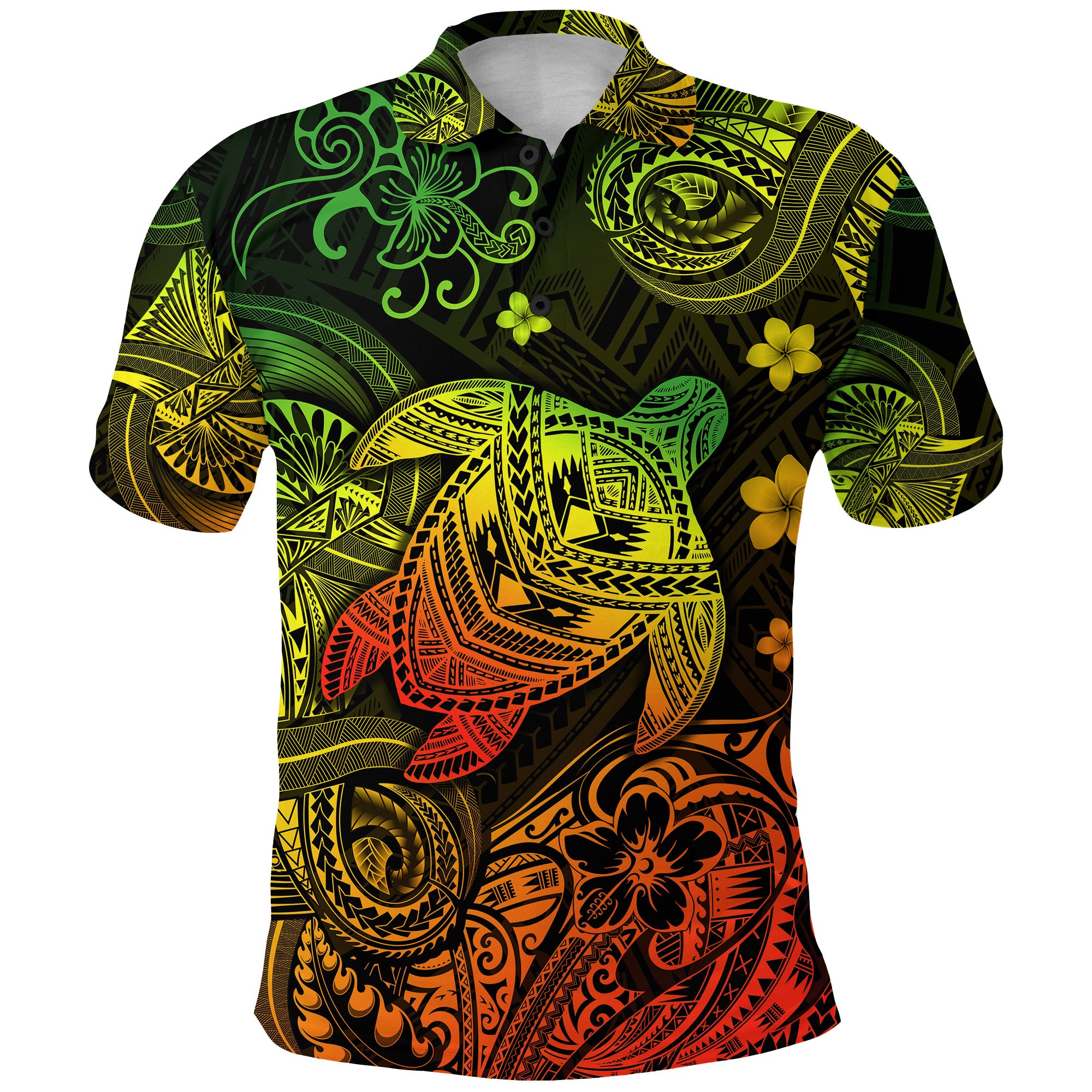 Custom Hawaii Turtle Polynesian Polo Shirt Plumeria Flower Unique Style Reggae LT8 - Polynesian Pride