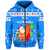 Custom Hawaii Christmas Zip Hoodie Santa Claus Surfing Simple Style Blue LT8 - Polynesian Pride