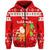 Custom Hawaii Christmas Zip Hoodie Santa Claus Surfing Simple Style Red LT8 - Polynesian Pride