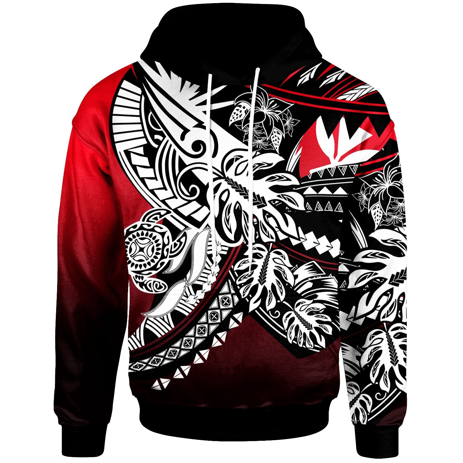 Hawaii Hoodie Tribal Jungle Pattern Red Color Unisex Red - Polynesian Pride