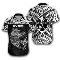 Guam Rugby Hawaiian Shirt Polynesian Patterns - Black LT16 Unisex Black - Polynesian Pride