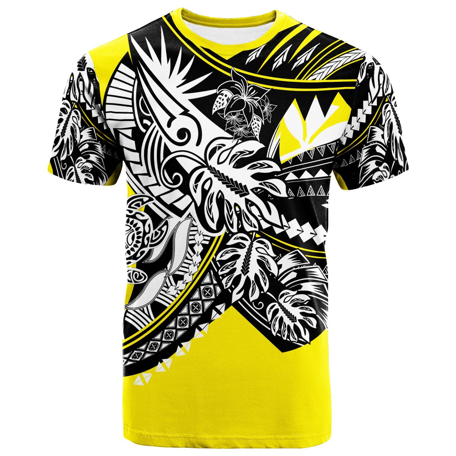 Hawaii T Shirt Tribal Jungle Yellow Pattern Unisex Yellow - Polynesian Pride