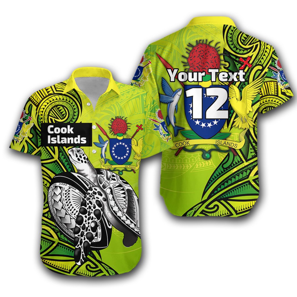 (Custom Personalised) Cook Islands Rugby Hawaiian Shirt Turtle Style Unisex Green - Polynesian Pride