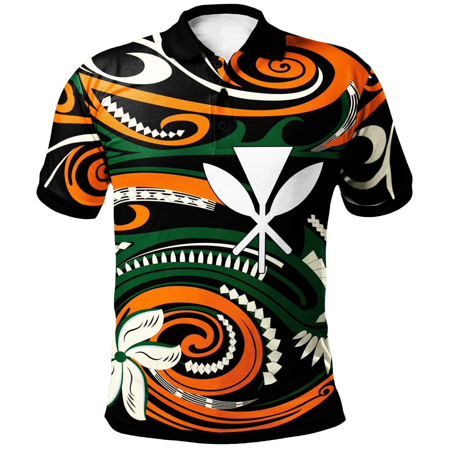 Hawaii Polo Shirt Vortex Style Unisex Orange - Polynesian Pride