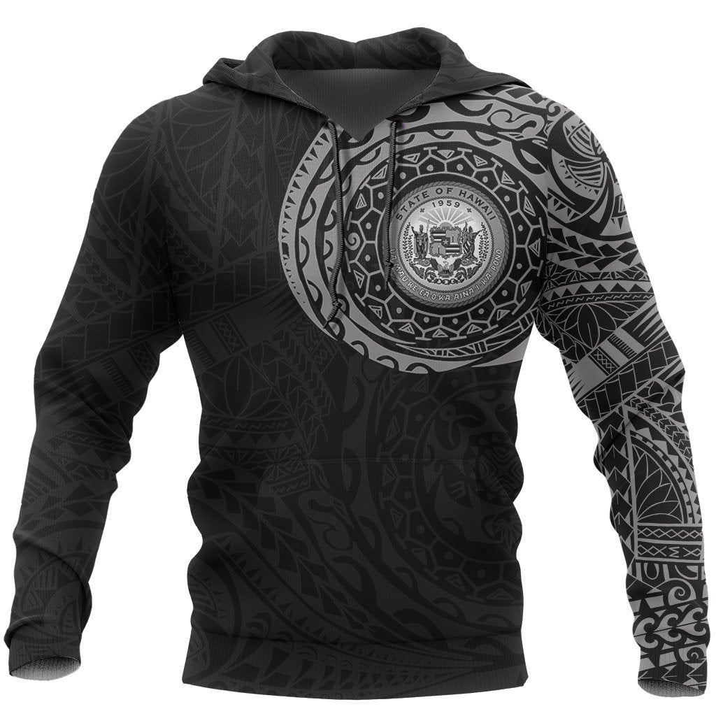 Hawaii Hoodie Seal Polynesian Tattoo Style Special Unisex Gray & Black - Polynesian Pride