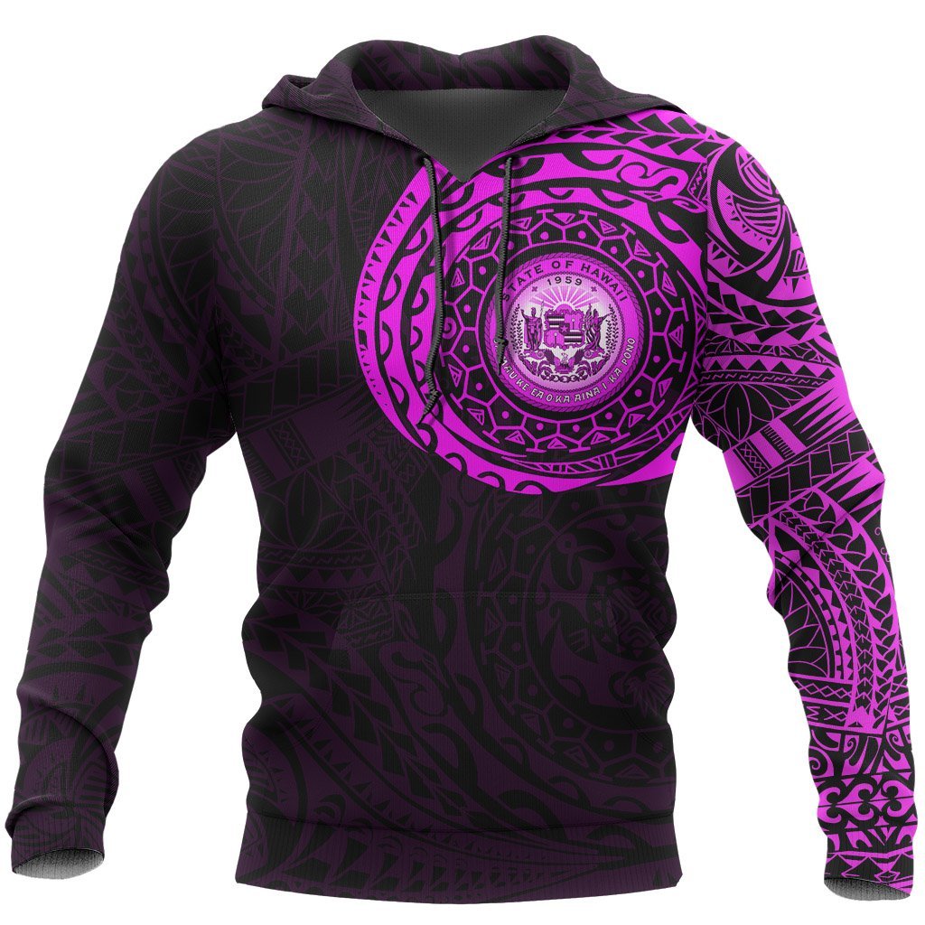 Hawaii Hoodie Seal Polynesian Tattoo Style Pink Unisex Pink & Black - Polynesian Pride