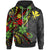 Hawaii Hoodie Tribal Flower With Special Turtles Unisex Black - Polynesian Pride