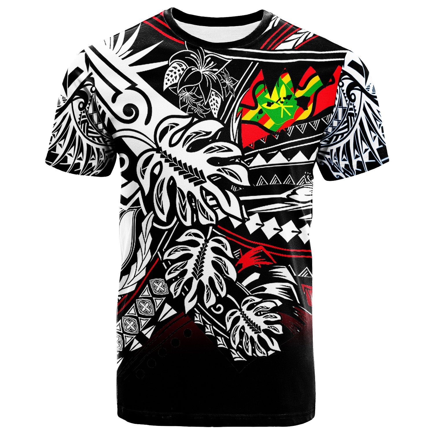 Hawaii T Shirt Tribal Tropical Special Pattern Unisex Black - Polynesian Pride