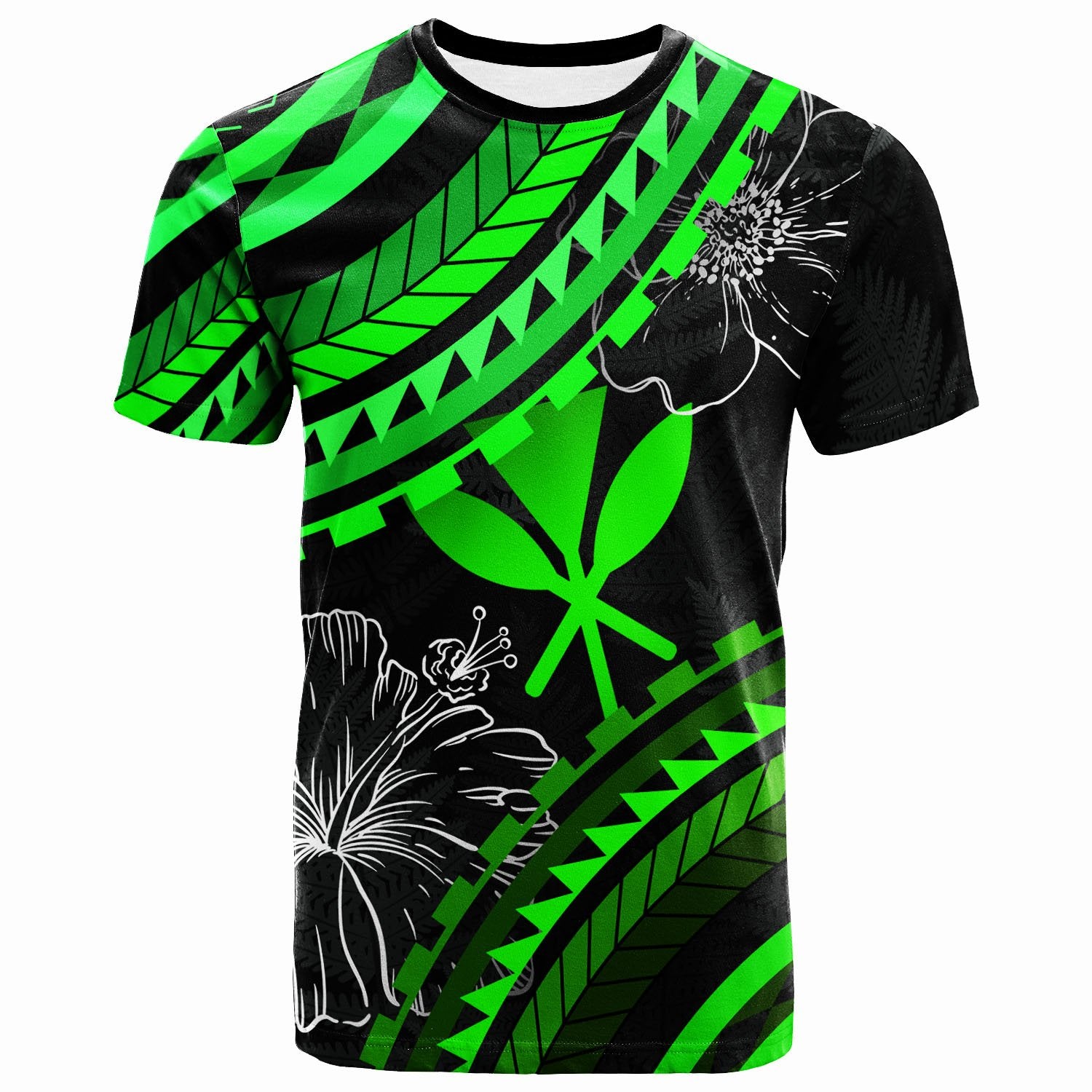 Hawaii T Shirt Palm Leaf Texture Green Unisex Art - Polynesian Pride