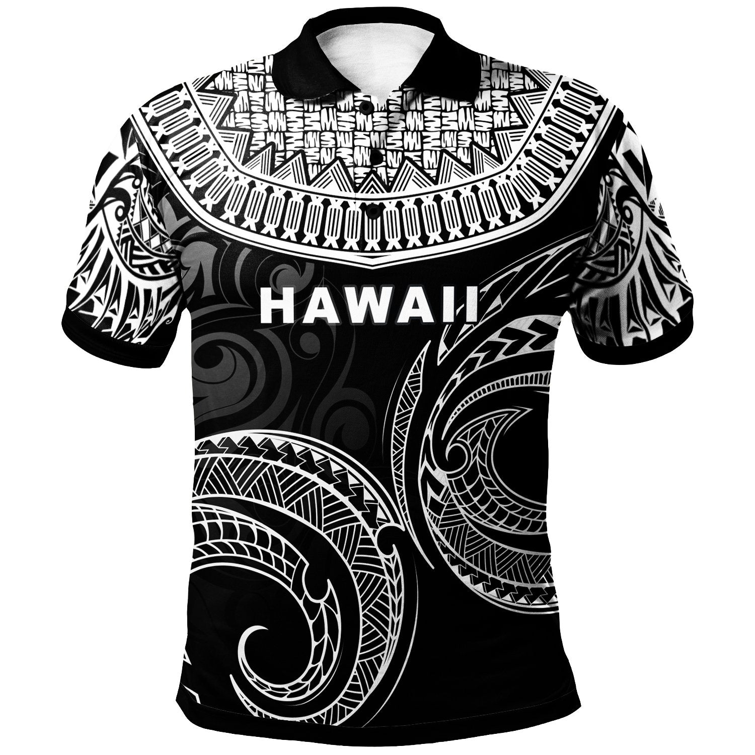 Hawaii Custom Polo Shirt Unique Serrated Texture White Unisex Black - Polynesian Pride