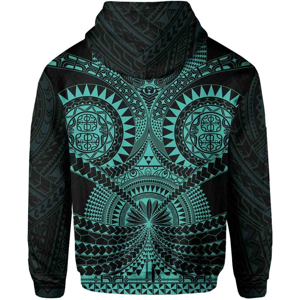 Polynesian Tattoo All Over Print Hoodie Turquoise - Polynesian Pride