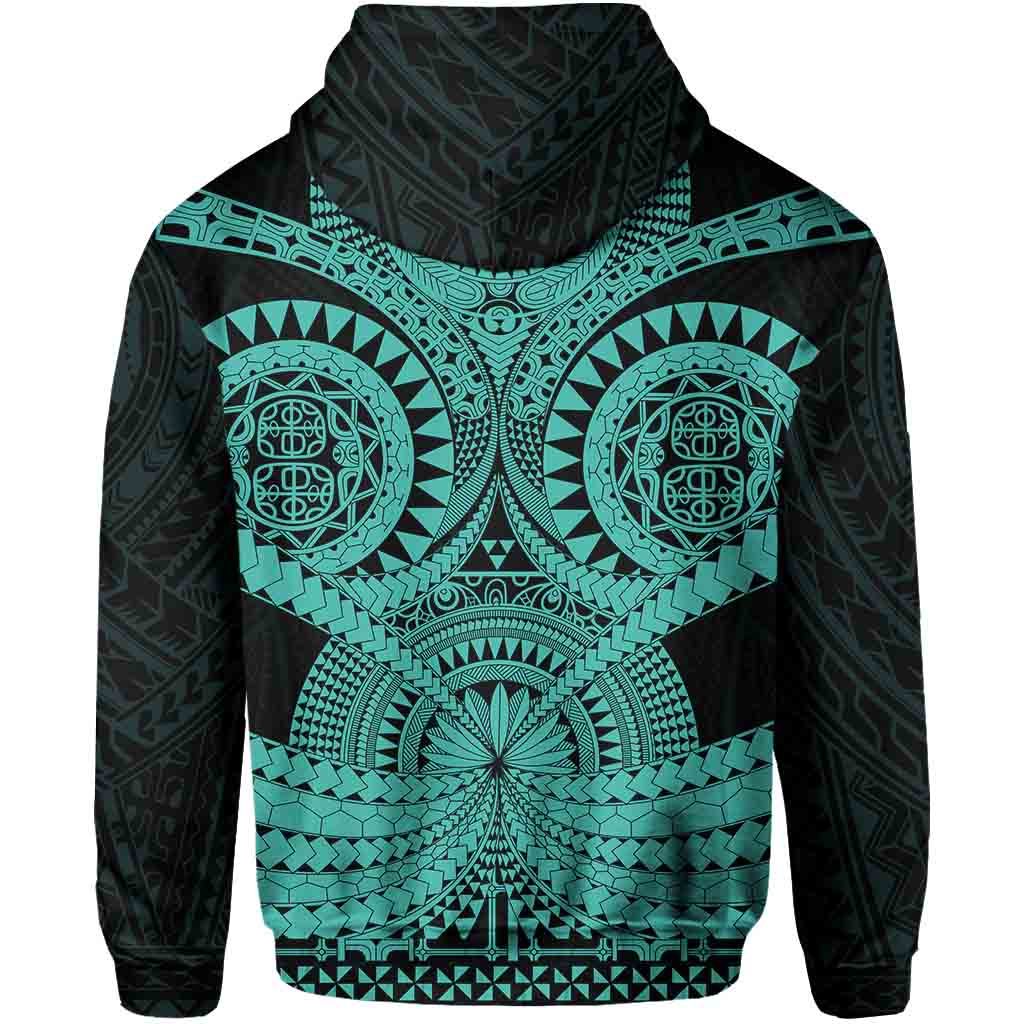 Polynesian Tattoo All Over Print Zip Hoodie Turquoise 2 - Polynesian Pride
