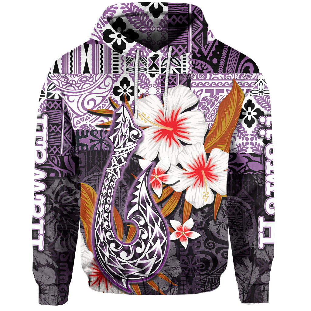 Custom Hawaii Fish Hook Hoodie Purple Style LT6 Unisex Purple - Polynesian Pride