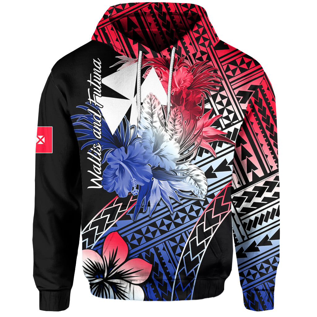 Wallis and Futuna Hoodie Hibiscus LT6 Blue - Polynesian Pride