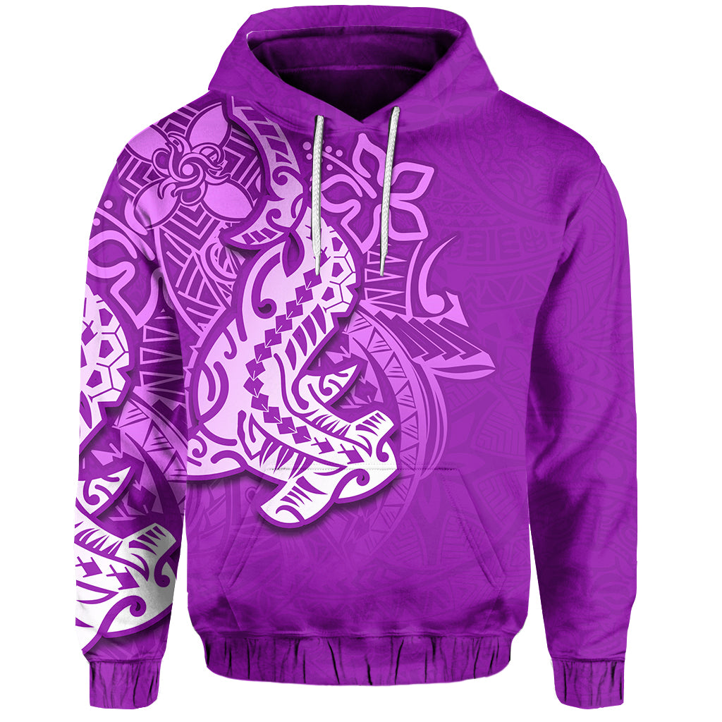 Custom Hammerhead shark Hoodie Polynesian Purple Style LT6 Unisex Purple - Polynesian Pride