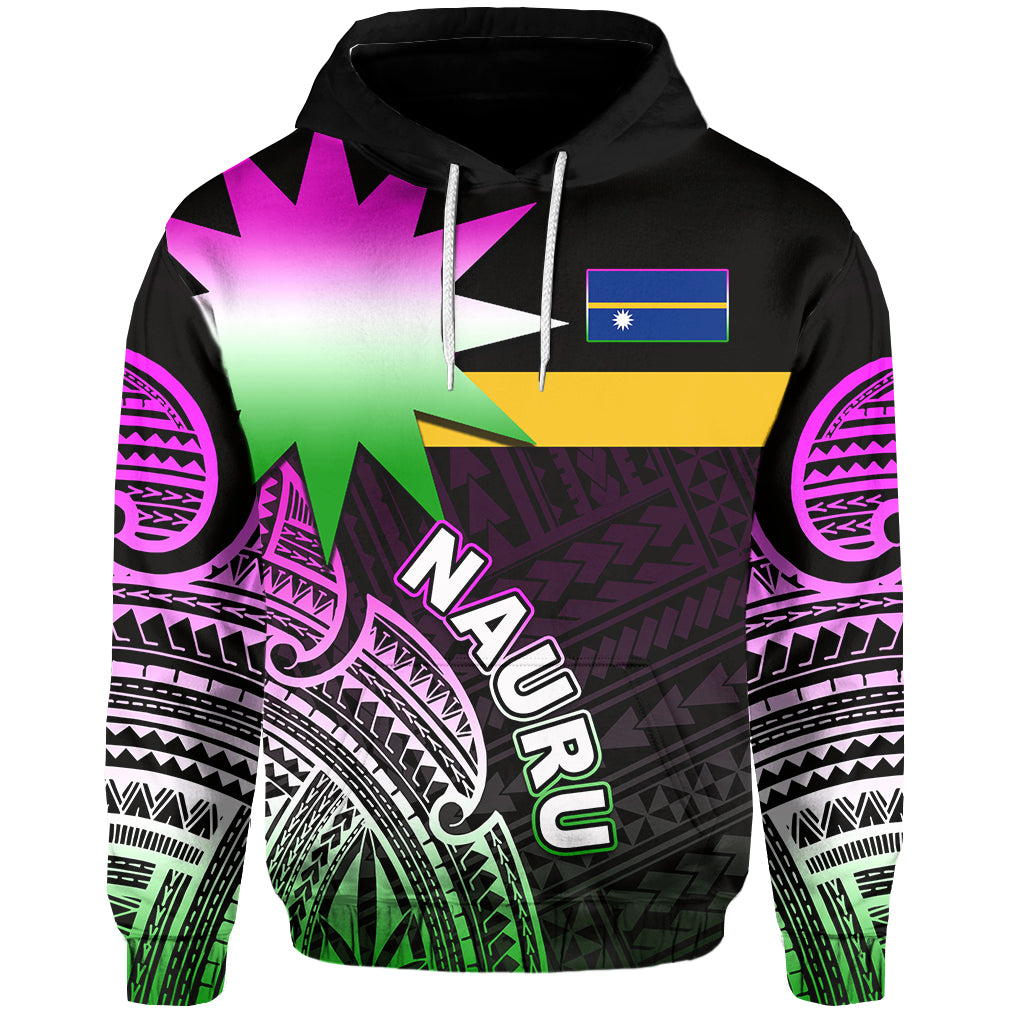 Custom Nauru Hoodie Flag In Heart No.2 LT6 Unisex Black - Polynesian Pride