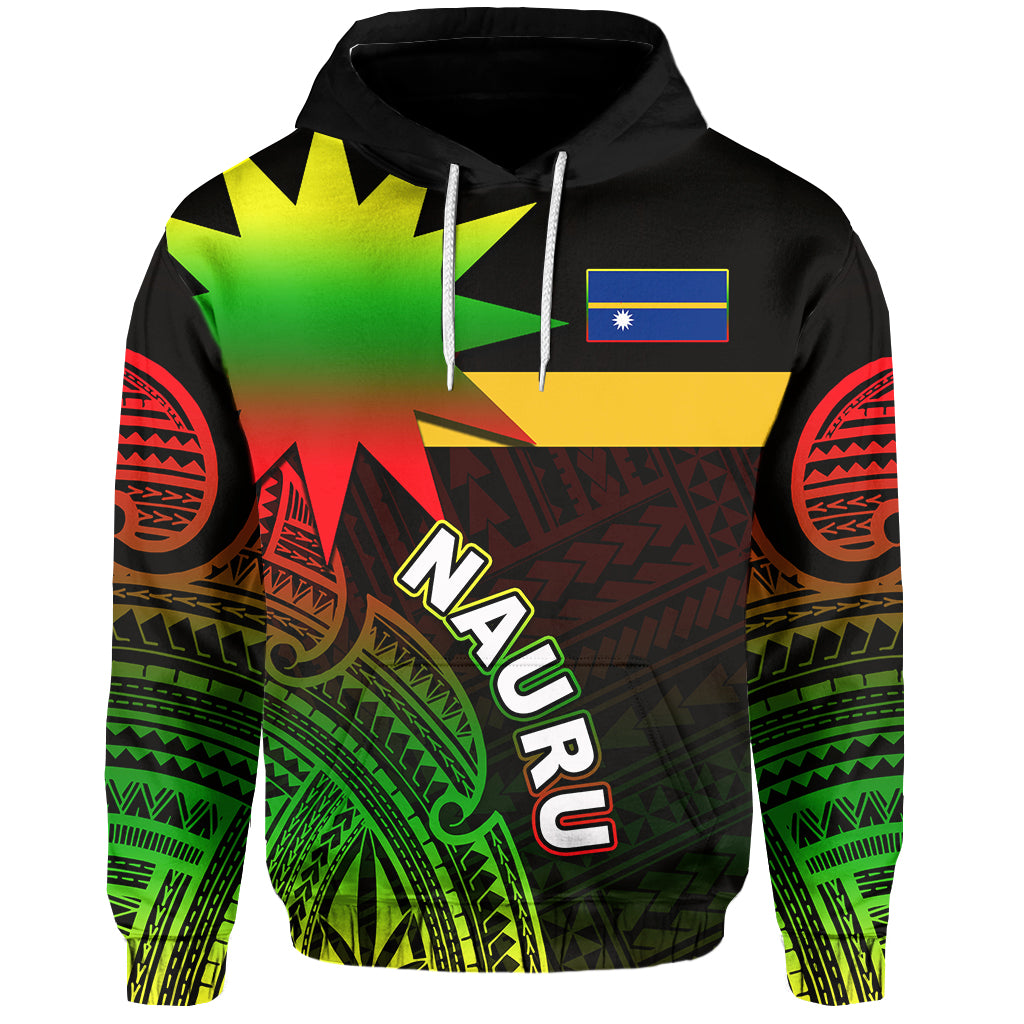 Custom Nauru Hoodie Flag In Heart No.3 LT6 Unisex Black - Polynesian Pride