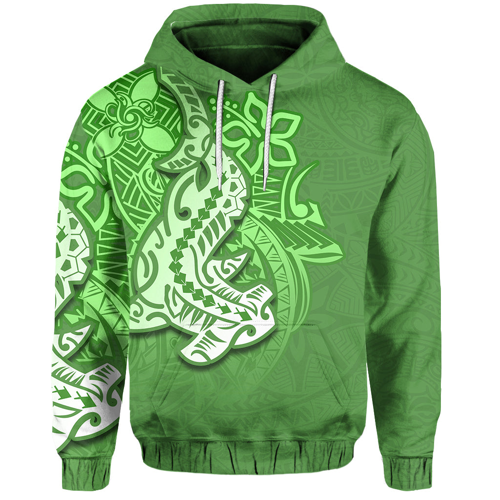 Custom Hammerhead shark Hoodie Polynesian Green Style LT6 Unisex Green - Polynesian Pride