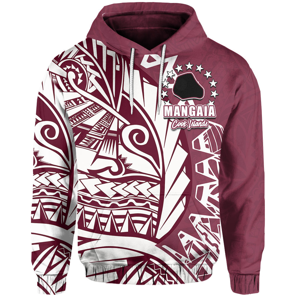 Custom Cook Islands Hoodie Mangaia Polynesian Style LT6 Maroon - Polynesian Pride