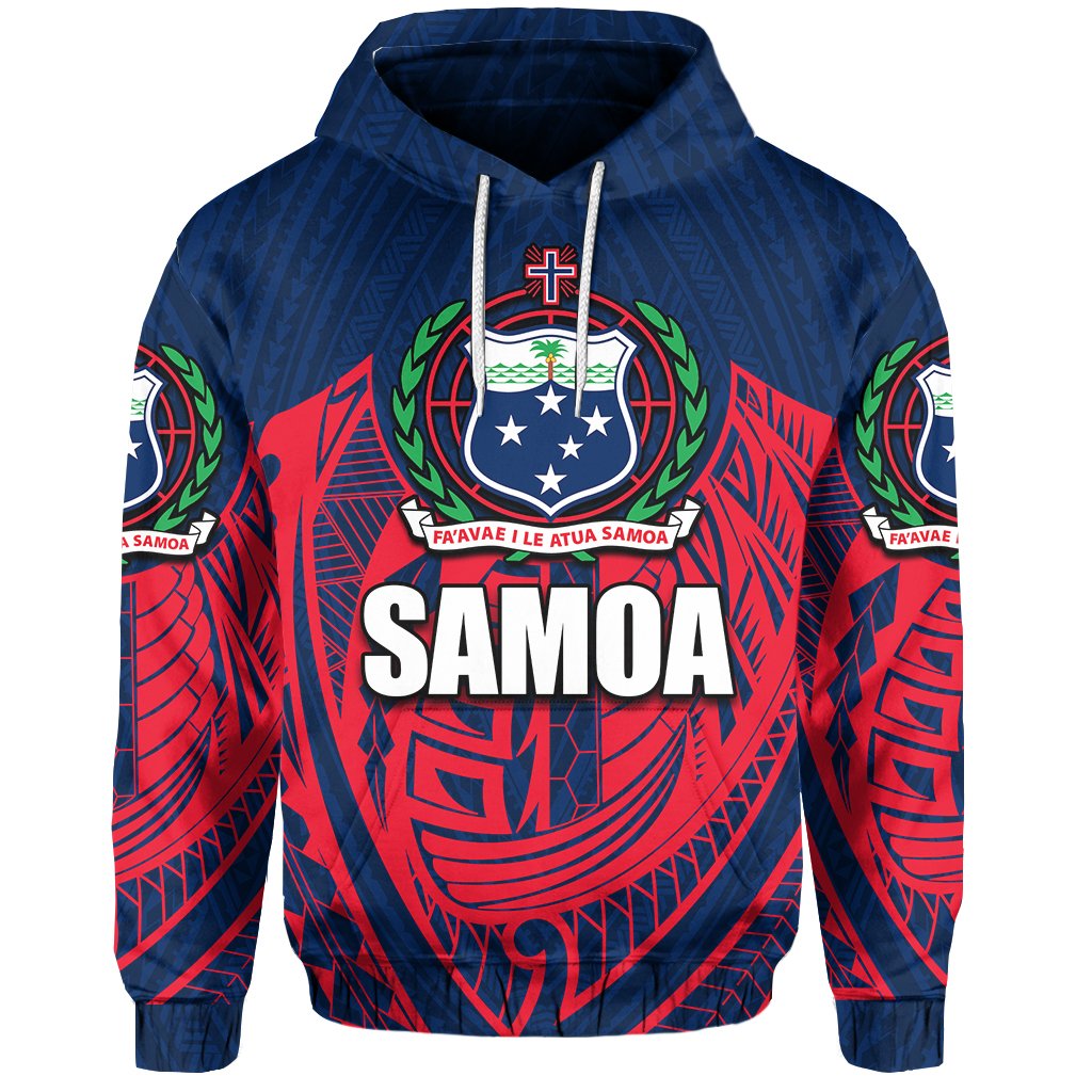 Samoa Polynesian Patterns Hoodie Unisex Blue - Polynesian Pride