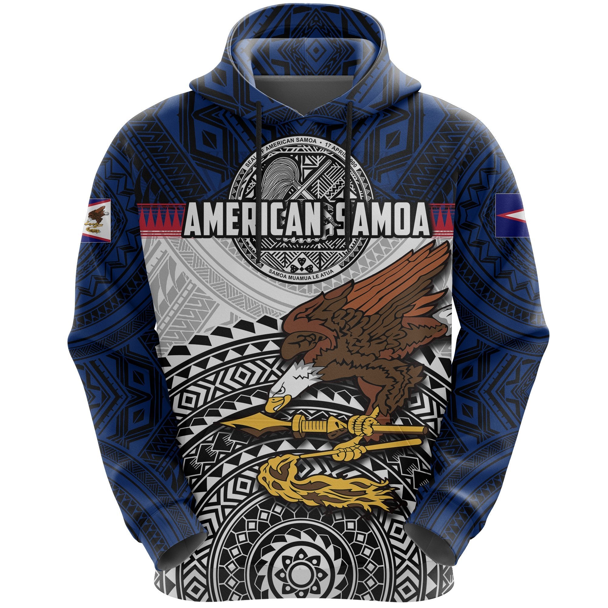 American Samoa All Over Hoodie Polynesian Unisex Blue - Polynesian Pride