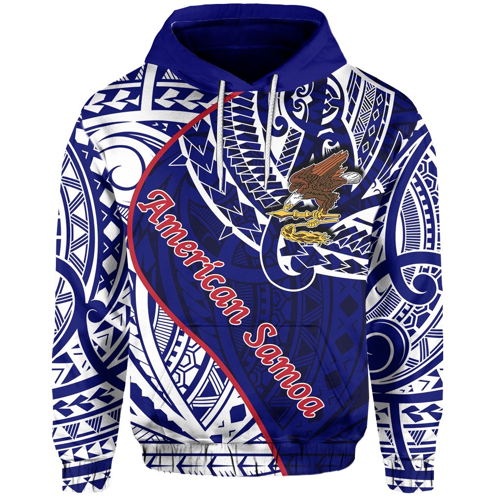 American Samoa Eagles In Heart Hoodie Unisex Blue - Polynesian Pride