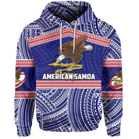 Custom American Samoa Rugby Polynesian Patterns Hoodie Unisex Blue - Polynesian Pride