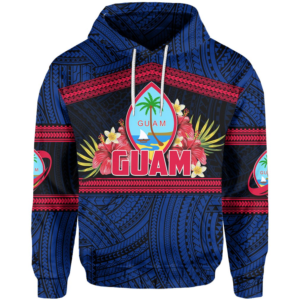 Guam Rugby Polynesian Patterns Hoodie Unisex Blue - Polynesian Pride