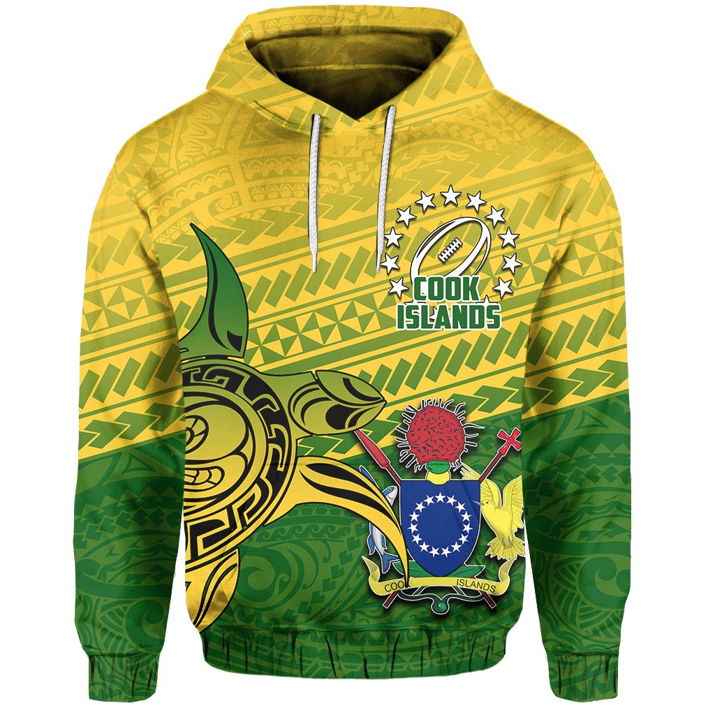 Cook Islands Rugby Turtle Polynesian Hoodie Unisex Green - Polynesian Pride