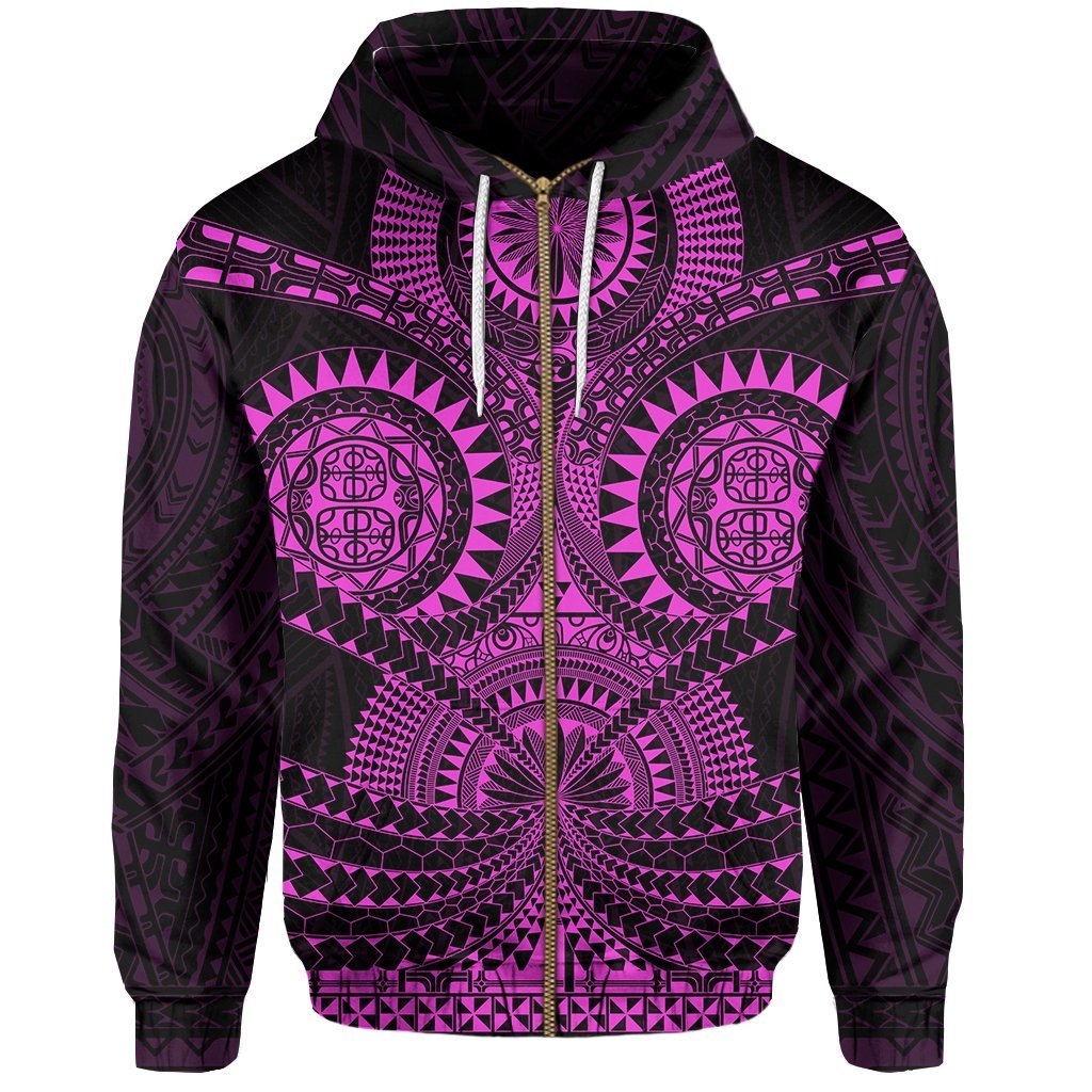Polynesian Tattoo All Over Print Hoodie Purple Unisex Black - Polynesian Pride