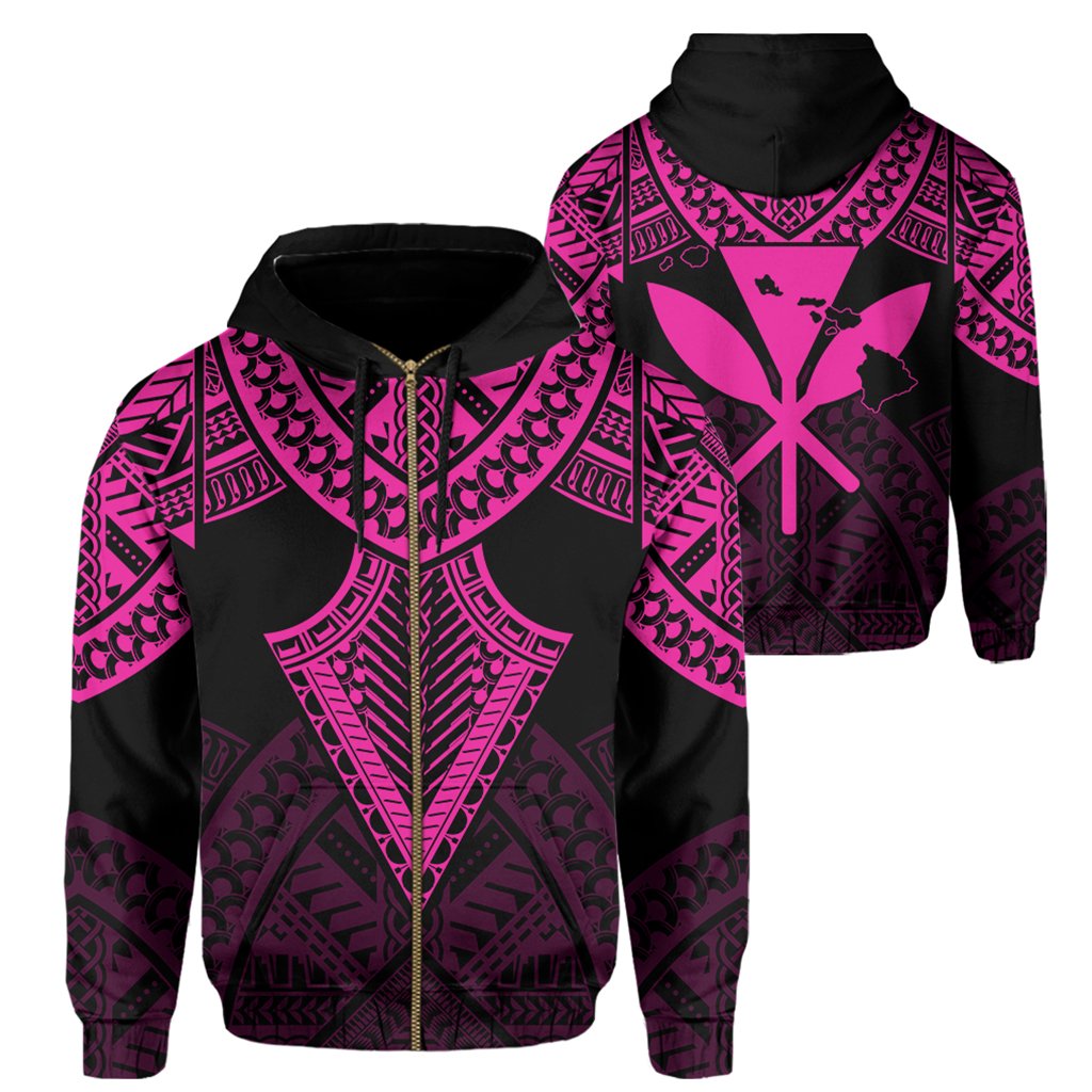 Hawaii Polynesian Hoodie Limited (Zip up) Tab Style Pink Unisex Art - Polynesian Pride
