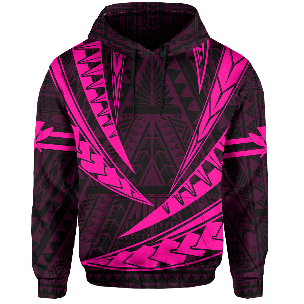 Polynesian Kakau Kanaka Maoli Map Hawaii Hoodie Pink - Polynesian Pride