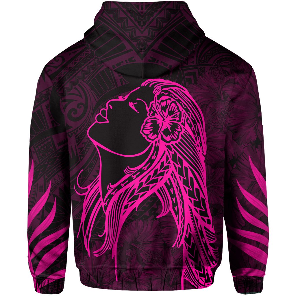 Polynesian Tropic Hula Girl Hibiscus Hawaii Zip Hoodie Pink - Polynesian Pride
