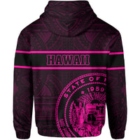 Polynesian Kakau Kanaka Seal of Hawaii Zip Hoodie Pink - Polynesian Pride
