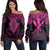 Hawaii Polynesian Limited Women's Off Shoulder Sweater - Tab Style Pink - AH Black - Polynesian Pride