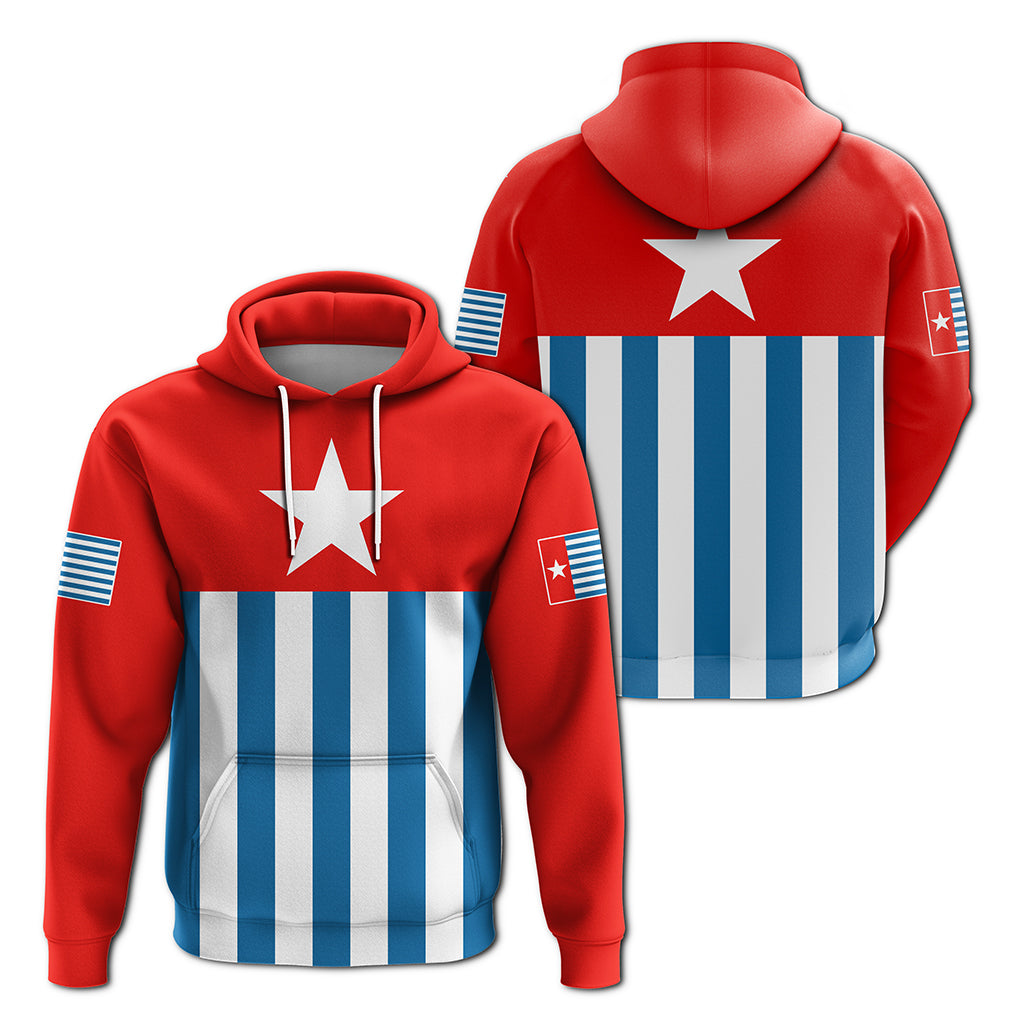 West Papua Hoodie Morning Star Flag LT4 Unisex Red - Polynesian Pride