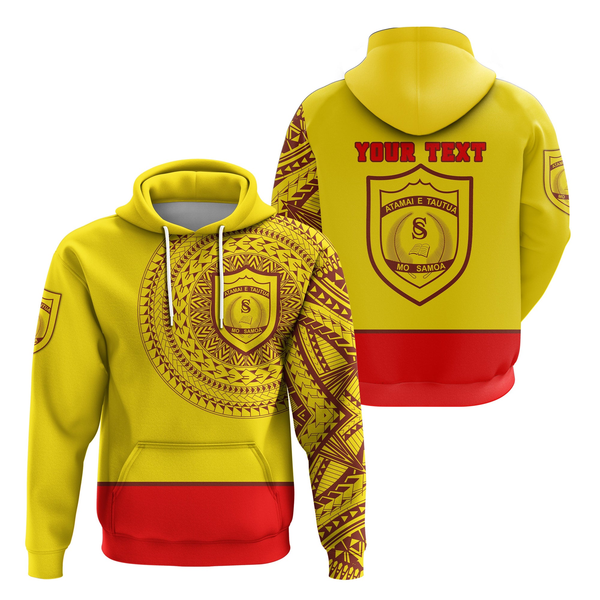 Custom Samoa College Hoodie Tattoo Style Unisex Yellow - Polynesian Pride