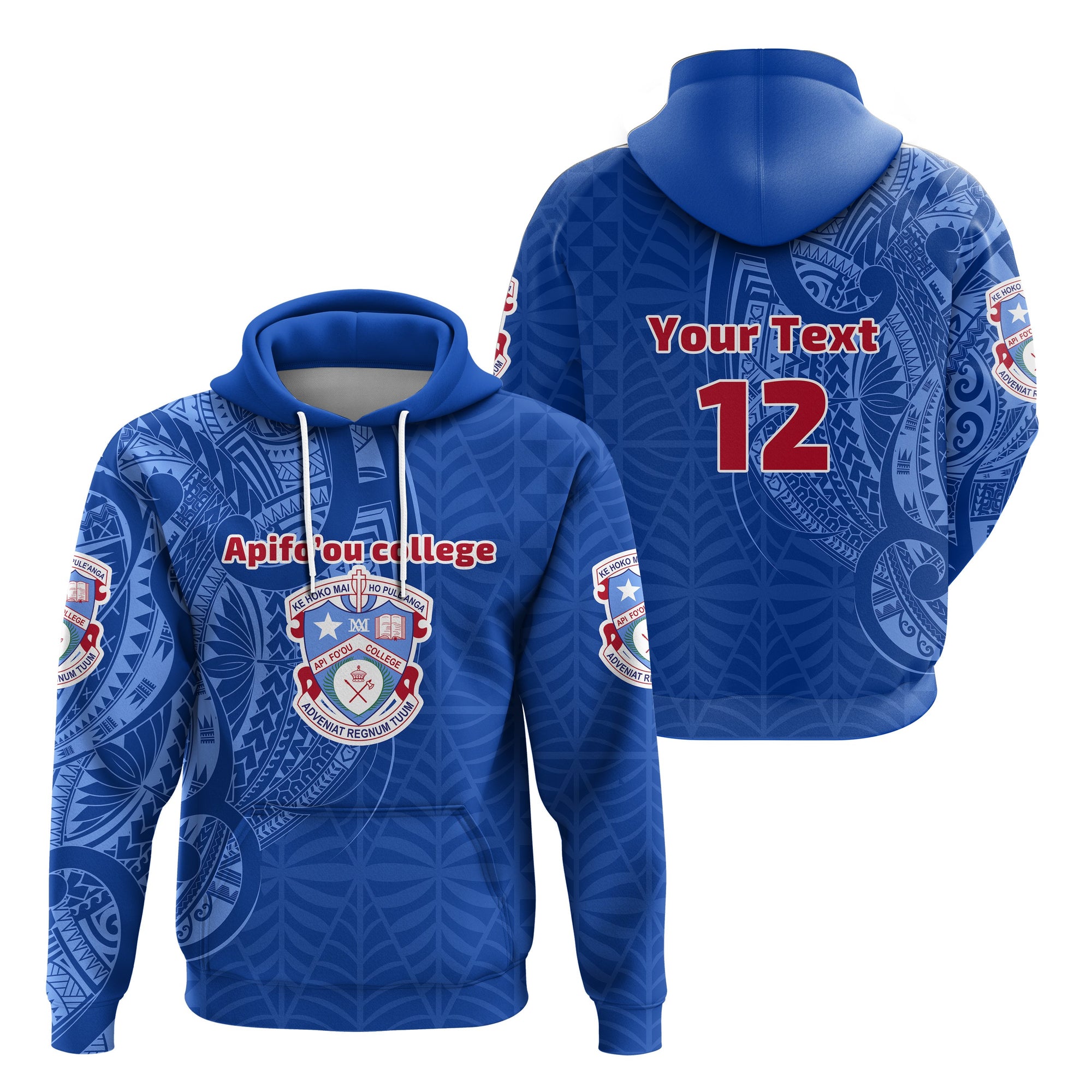 Custom Kolisi Apifoou College Hoodie Polynesian Tattoo Style Unisex Blue - Polynesian Pride