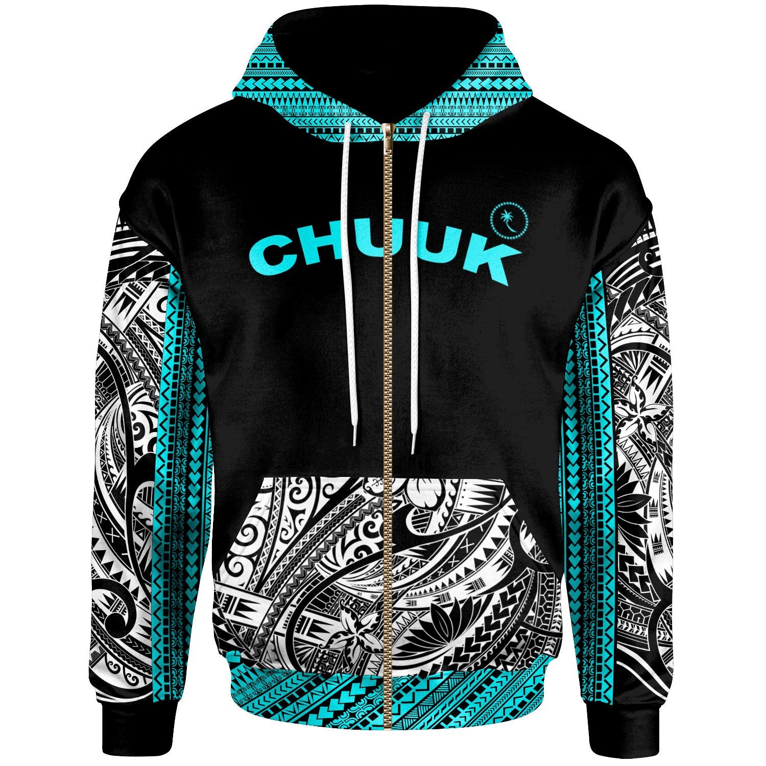 Chuuk Zip Hoodie Minimalist Style Unisex Black - Polynesian Pride