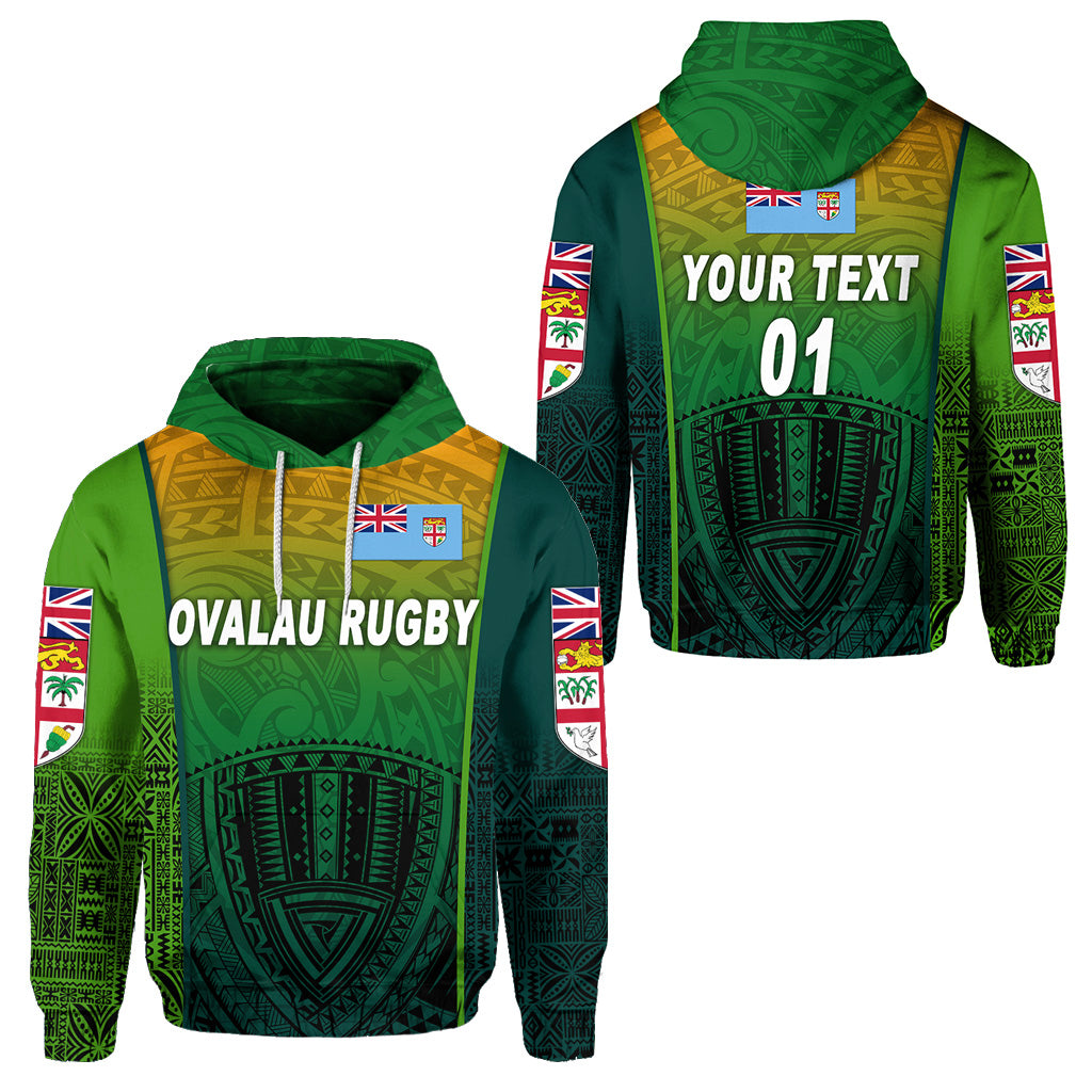 Custom Fiji Ovalau Rugby Hoodie Light Green Style, Custom Text and Number LT8 Unisex Green - Polynesian Pride