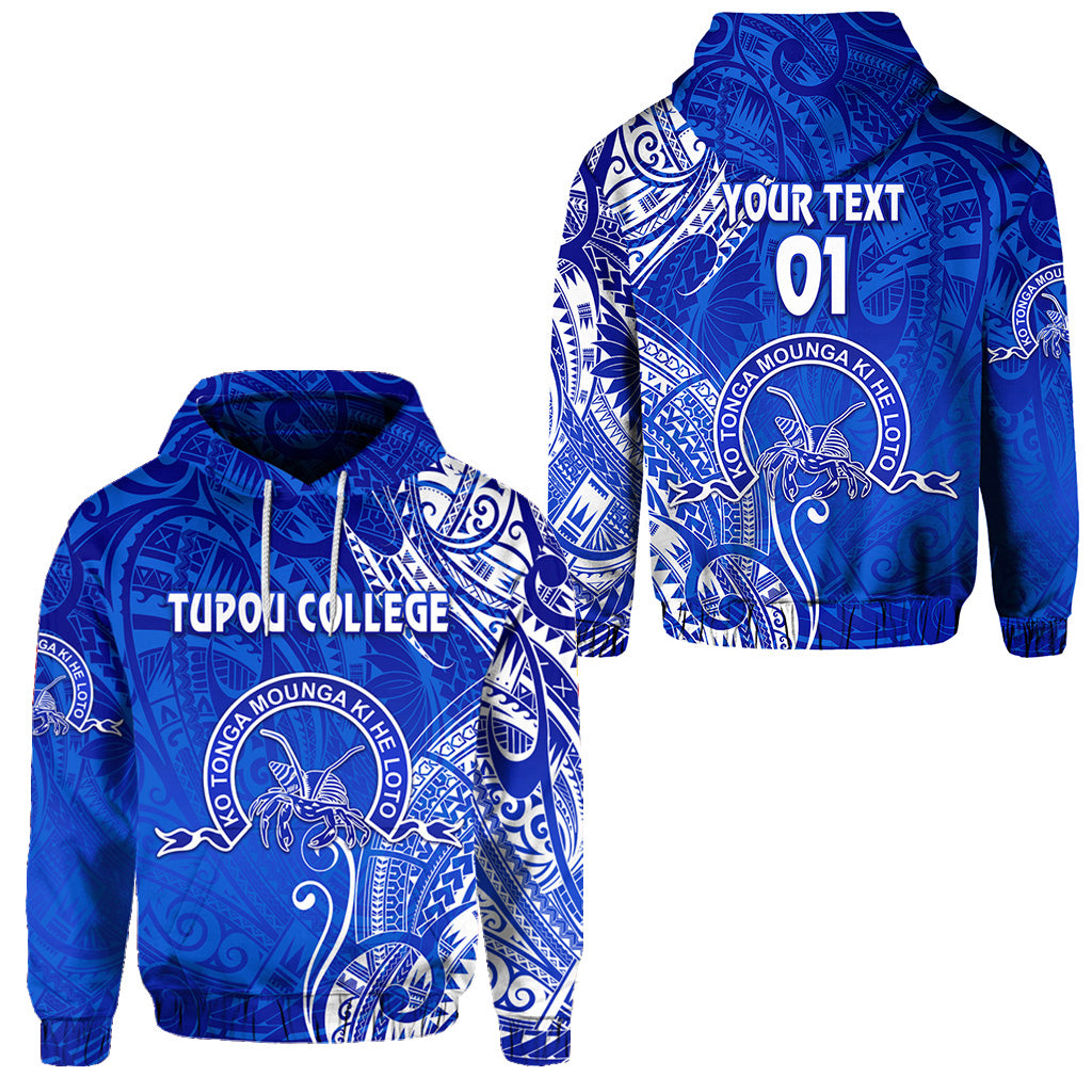 Custom Tonga Tupou College Hoodie Simple Vibes Blue, Custom Text and Number LT8 Blue - Polynesian Pride