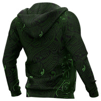 New Zealand Hoodie, Maori Gods Pullover Hoodie, Tumatauenga (God of War) Green - Polynesian Pride